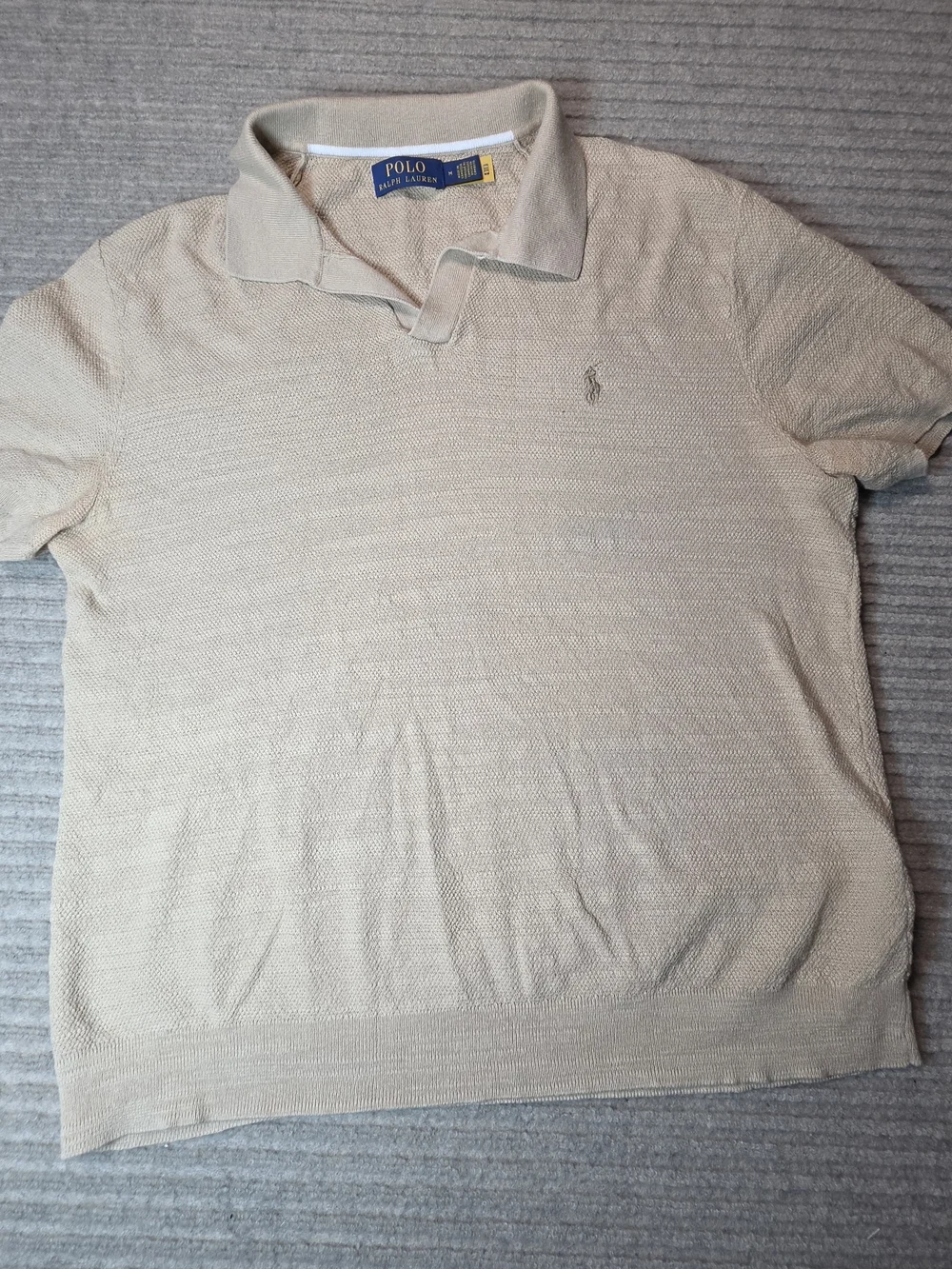 Polo Ralph Lauren Men's Cotton-Linen Johnny-Collar Sweater Tan Medium